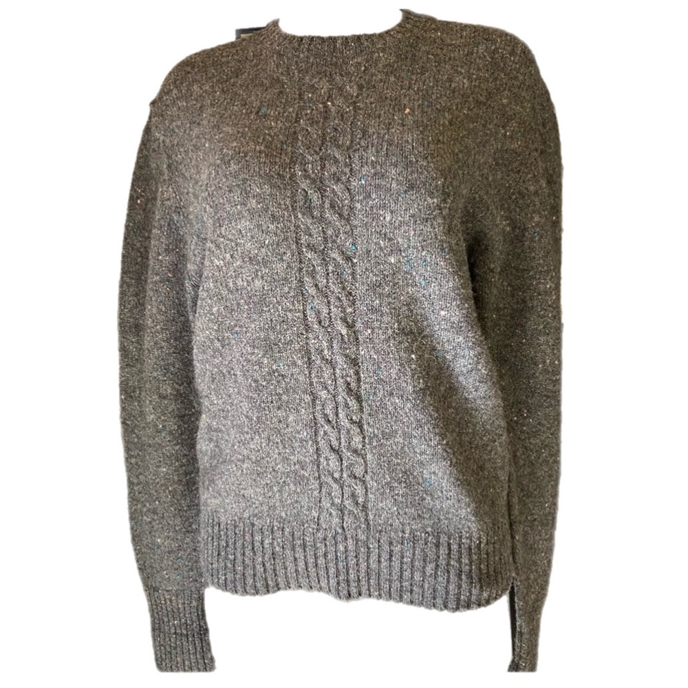 Northbriar Pure Wool Pullover Sweater Crewneck Gray Speckled Snow Scandinavian
